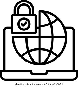 Internet Security Icon Line Vector Illustration