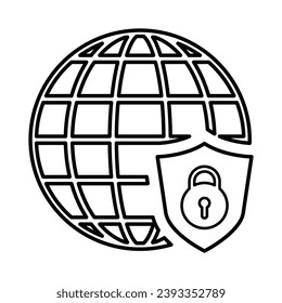 Internet Security Icon In Outline Style