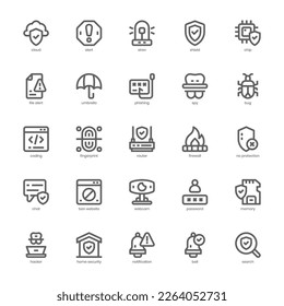 Internet Security icon pack for your website design, logo, app, and user interface. Internet Security icon outline design. Vector graphics illustration and editable stroke.