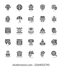 Internet Security icon pack for your website design, logo, app, and user interface. Internet Security icon glyph design. Vector graphics illustration and editable stroke.