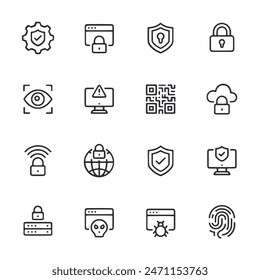 Internet security icon set vector 