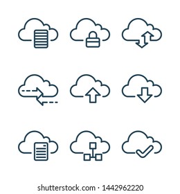 Internet security icons. Cloud computing line icons. 