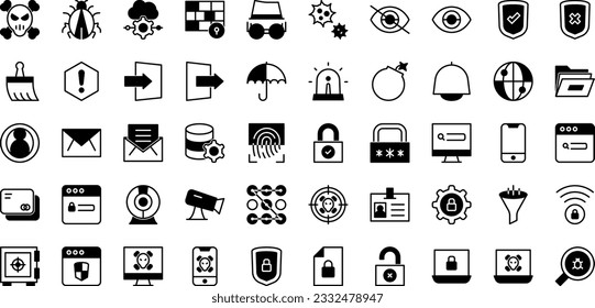 Internet Security Icons Outline Style for Any Purpose