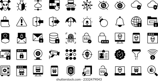 Internet Security Icons Outline Style for Any Purpose
