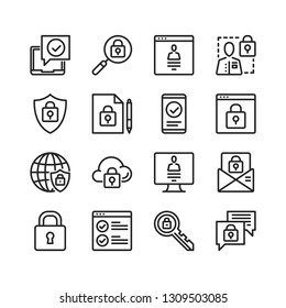 Internet security icons set. Online security, internet protection concepts. Pixel perfect. Thin line design. Vector line icons set