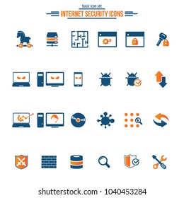 Internet Security Icons. Vector icon set.