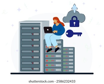 Internet security or information privacy. Data protection concept, security of personal and business documents with password verification and encryption technology, online cyber data security. 