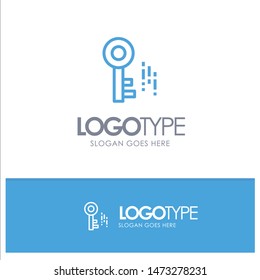 Internet, Security, Key Blue outLine Logo with place for tagline