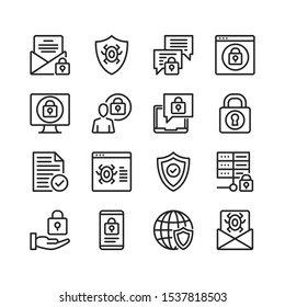 Internet security line icons. Modern stroke, linear elements. Outline symbols collection. Premium quality. Vector thin line icons set
