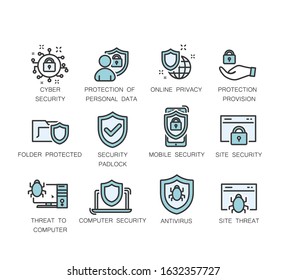 Internet security line icons. Modern stroke, linear elements.  Vector illustration EPS10