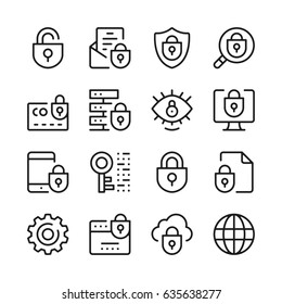 Internet security line icons set. Modern graphic design concepts, simple outline elements collection. Vector line icons