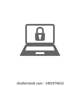 Internet security lock, laptop monitor, privacy lock, system protection, system security icon