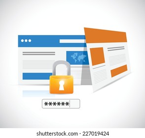 internet security lock and password illustration design over a white background