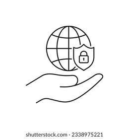 Seguridad de Internet. Icono de línea de protección de red aislado en fondo blanco. Ilustración del vector