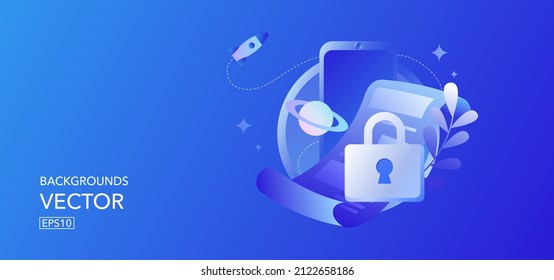 concepto de seguridad de internet en línea, concepto de red digital de información cibernética padlock.protección red digital internet link en el fondo de futuro de alta tecnología azul.