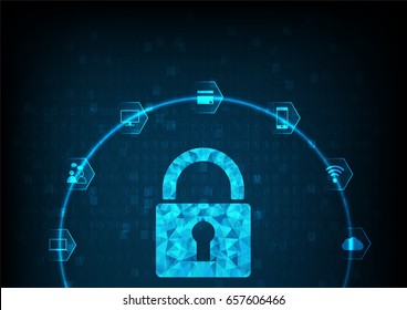 Internet security online concept: Padlock With Keyhole icon in . personal data security Illustrates cyber data security or information privacy idea. Blue abstract hi speed internet technology.