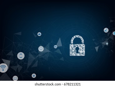 Internet security online concept: Padlock With Keyhole icon in . personal data security Illustrates cyber data security or information privacy idea. Blue abstract hi speed internet technology.
