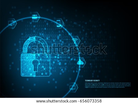 Internet security online concept: Padlock With Keyhole icon in. personal data security Illustrates cyber data security or information privacy idea. Blue abstract hi speed internet technology.