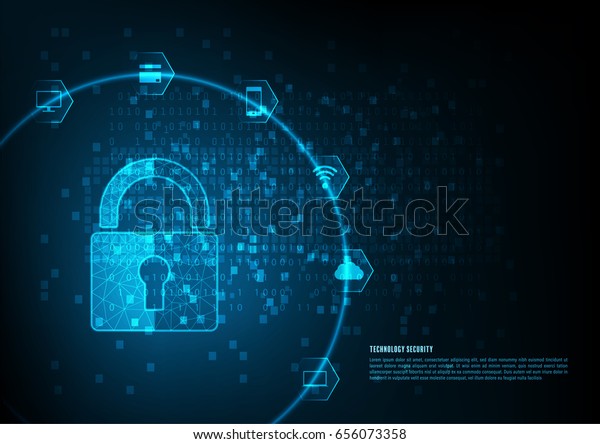 Internet security online concept: Padlock\
With Keyhole icon in. personal data security Illustrates cyber data\
security or information privacy idea. Blue abstract hi speed\
internet technology.