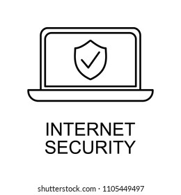 internet security outline icon. Element of data protection icon with name for mobile concept and web apps. Thin line internet security icon can be used for web and mobile on white background