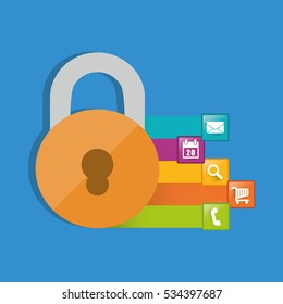 internet security padlock social media vector illustration eps 10