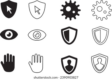 seguridad de Internet e iconos de privacidad vectores y símbolos 