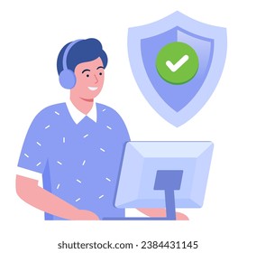 Internet security, programmer, guarantee, trusting, tech security, safe website, coding, vector banner for landing page website