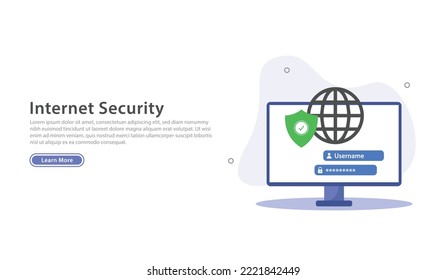 Internet security. Safety and confidential data protection. Vector illustration