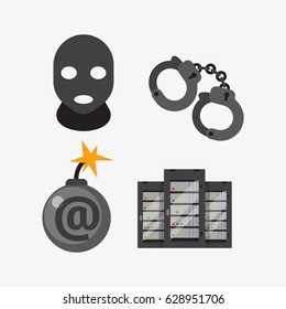 Internet security safety icon virus attack vector data protection technology network concept design.