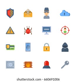 Internet security safety icon virus hacker attack vector data protection technology network concept design.