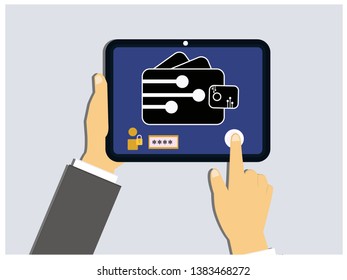 Internet security and secure money transfer flat vector illustration design. E-commerce, e-banking, wire transfers, m-banking, money management business concepts. Design for web banners and app