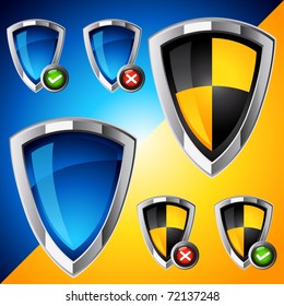 Internet Security Shield Set. Vector illustration.