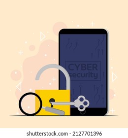 internet security smartphone with padlock