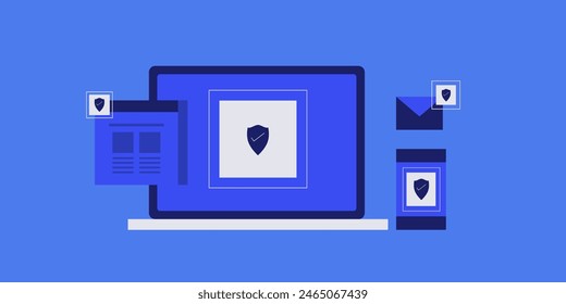 Internet security software protecting customer data, Website, Email, Mobile security, Prevention for cyber attack, Website security software - vector illustration with icons