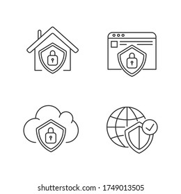 Internet security system pixel perfect linear icons set. Smart home lock. Cloud computing safety. Customizable thin line contour symbols. Isolated vector outline illustrations. Editable stroke