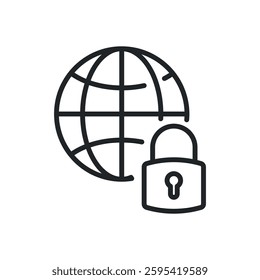 Internet security thin line icons. Perfect pixel on transparent background