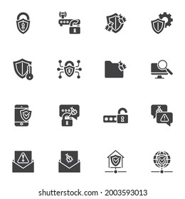 Internet security vector icons set, modern solid symbol collection, filled style pictogram pack. Signs logo illustration. Set includes icons as computer network protection, cyber security, email virus