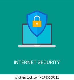 Internet security vector illustration background in flat style. Suitable for web banners, social media, postcard, presentation and many more.