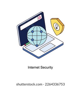 Icono de contorno relleno isométrico del vector de seguridad de Internet para sus proyectos digitales o de impresión.