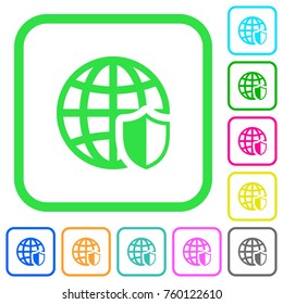 Internet security vivid colored flat icons in curved borders on white background