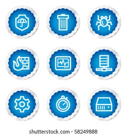 Internet security web icons, blue stickers series