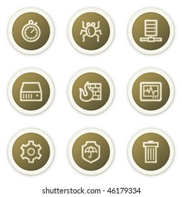 Internet security web icons, brown circle buttons series