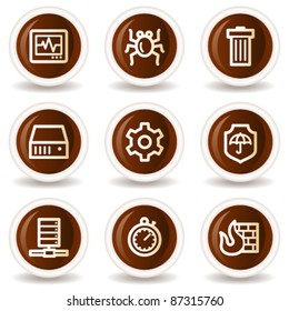Internet security web icons, chocolate buttons