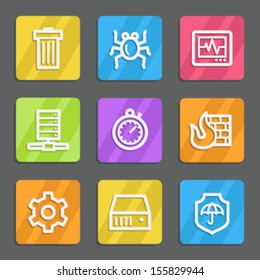 Internet security web icons, color flat buttons