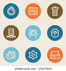Internet security web icons , color circle buttons
