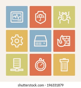 iconos web de seguridad de Internet , botones cuadrados de color