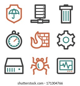 Internet security web icons, contour series