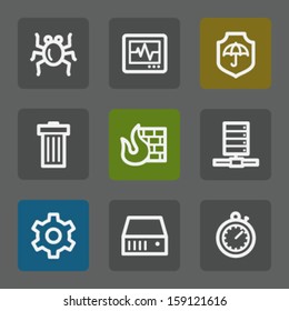 Internet security web icons, flat buttons