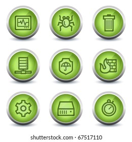 Iconos web de seguridad de Internet, juego de brillo verde