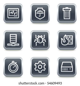 Internet security web icons, grey square buttons